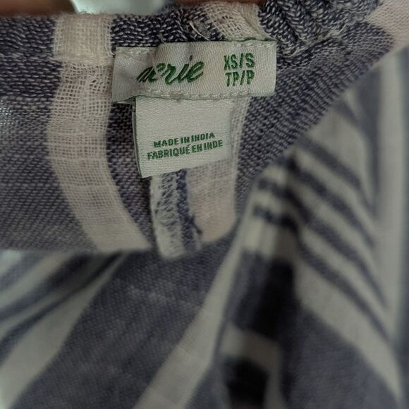 Aerie Blue Linen Blend Striped Halter Fringe Beachy Dress Size S/XS - Picture 6 of 6